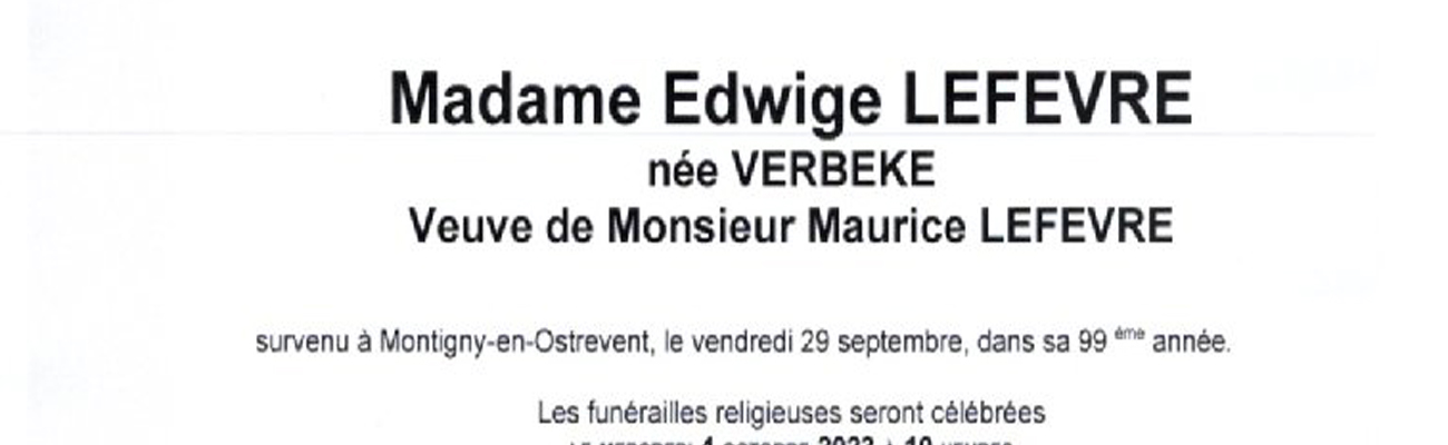 Décès de la maman de Francis LEFEVRE de la 49ème promotion